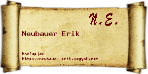 Neubauer Erik névjegykártya